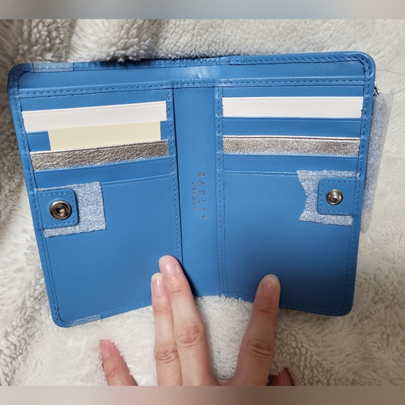 NWT! RADLEY LONDON Blue Leather Diving Board With Dogs Bifold Wallet! - Picture 4 of 13